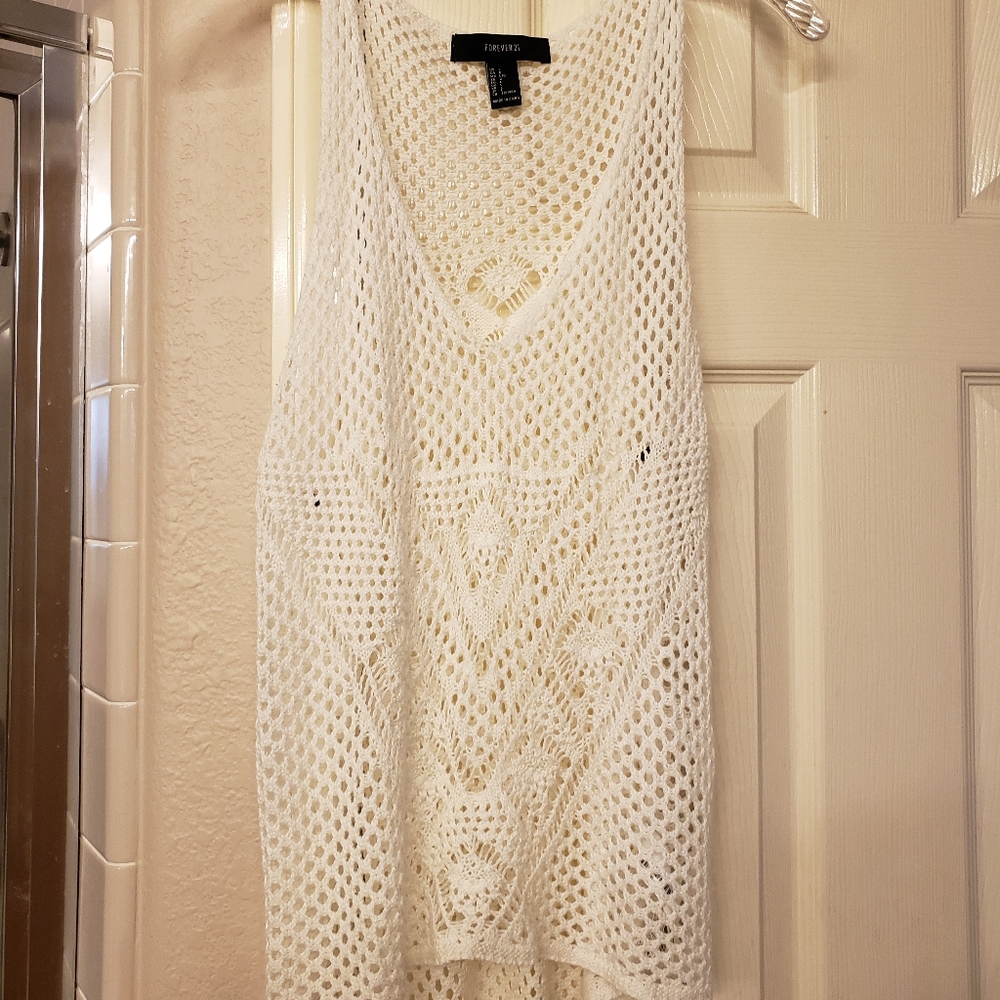 White summer knit tank top